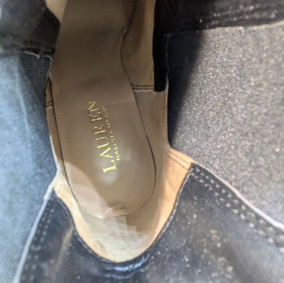 Lauren Ralph Lauren Mylah Metallic Chelsea Leather Bootie Bronze/Gold Size 9 B - Picture 6 of 11